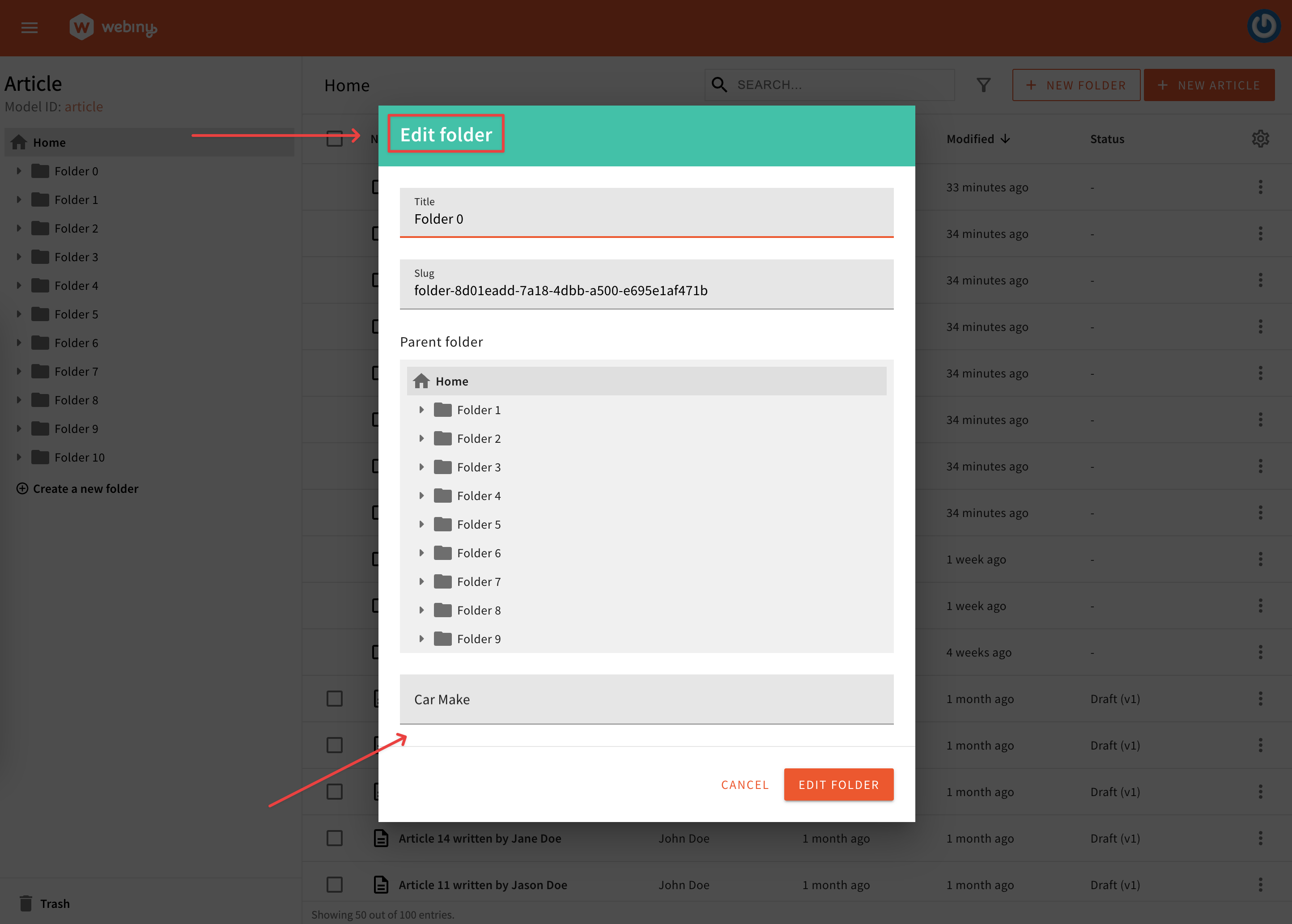 Custom renderer is applied to 'carMake' field