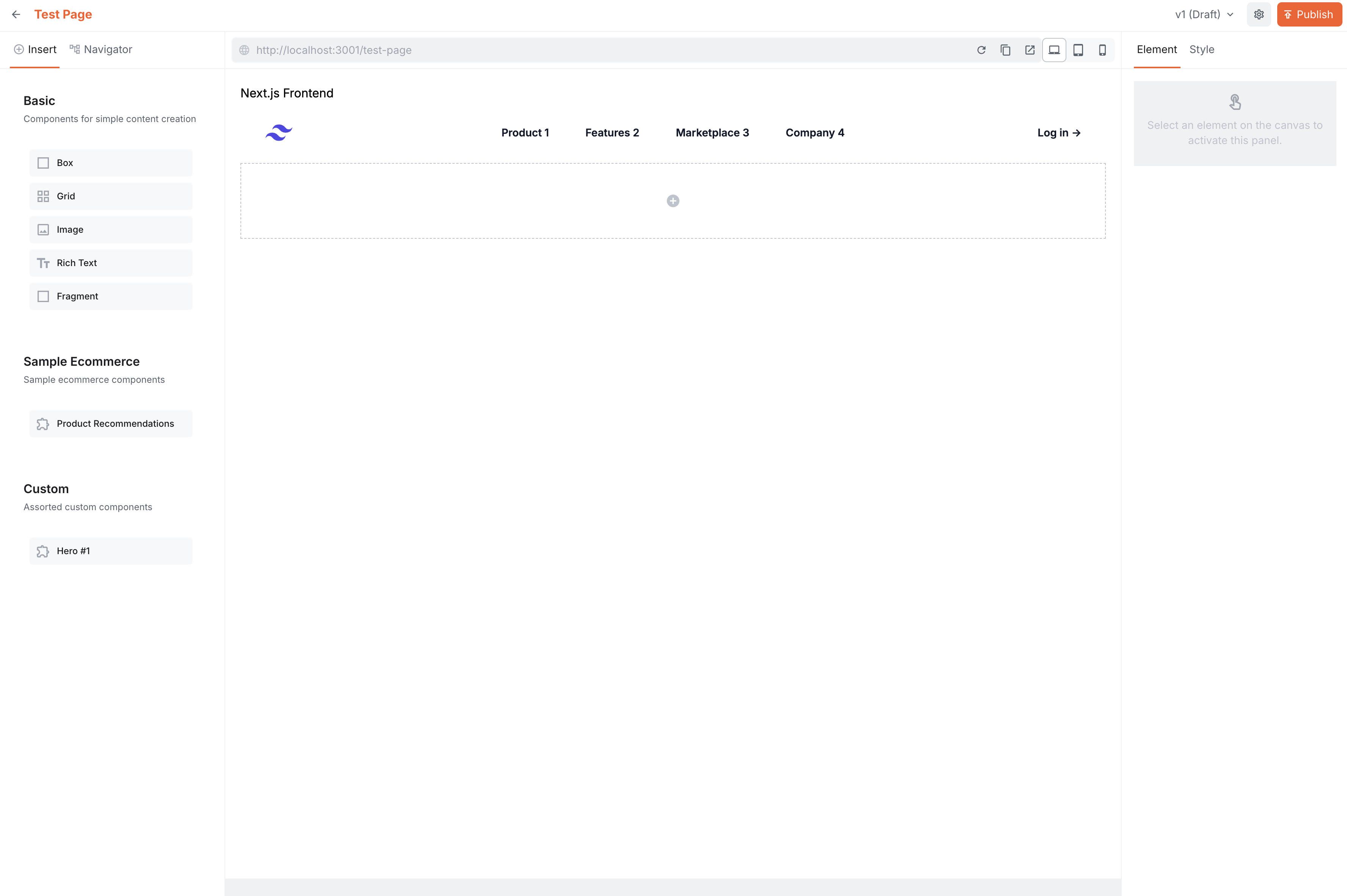 New Website Builder Page